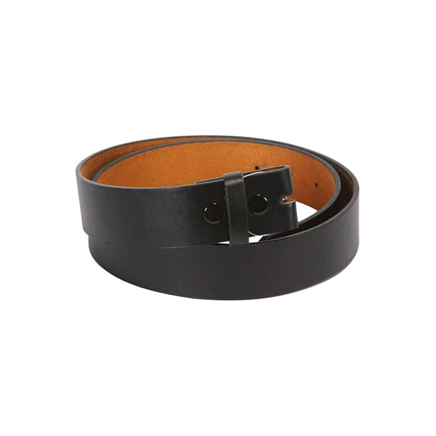 Unisex. 36 Inch Black Top Grain American Leather Belt Strap / Snap On Buckle